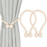 KLOGTSIND Magnetic Curtain Tiebacks, Curtain Tie Backs for Curtains 2 Pack, Wood Bead Curtain Tiebacks, Curtain Holders for Boho Bedroom Decor, Baby Nursery Decor, Farmhouse Decor KLOGTSIND