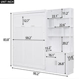 Merax Full Size Murphy Bed, Wood Wall Cabinet Bed with Multiple Storage Shelves and a Cabinet, White Merax