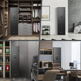 kavey 4-6 Gun Safe, Gun Safes for Home Rifles and Pistols, Rifle Safe, Quick Access Gun Cabinet for Rifles and Shotguns with Backlit Backlit Keypad, Gun Safes & Cabinets with Drawer and 3 Gun Racks kavey