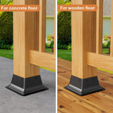 FMhotu 4x4 Post Base 4Pcs, Internal 3.6"x3.6" Heavy Duty Powder-Coated Steel Post Bracket Fit for Standard Wood Post Anchor, Decking Post Base for Deck Porch Handrail Railing Support FMhotu