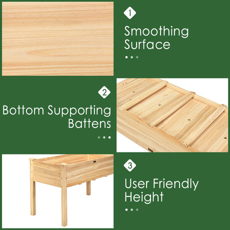 Giantex Raised Garden Bed Kit Elevated Planter Box for Vegetables Fruits Herb Grow, Heavy Duty Natural Cedar Wood Frame Gardening Planting Bed for Deck Patio Yard, 49.5"X23.5"X30.0" Giantex