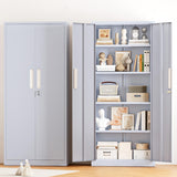 SUNCROWN 63" Metal Storage Cabinets with Lock, Tool Cabinet, Locking Steel Storage, Tall Locker Organizer Garage Cabinets with 2 Doors and 4 Shelves for Home,Garage,Office, Dark Grey SUNCROWN