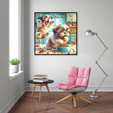 Canrichshop Little Puppies Diamond Art Painting Kits for Adults,Diamond Painting Kits for Beginners,Cute Animals 5D Round Full Drill Gem Art for Home Wall Decor 12X16 inch Canrichshop