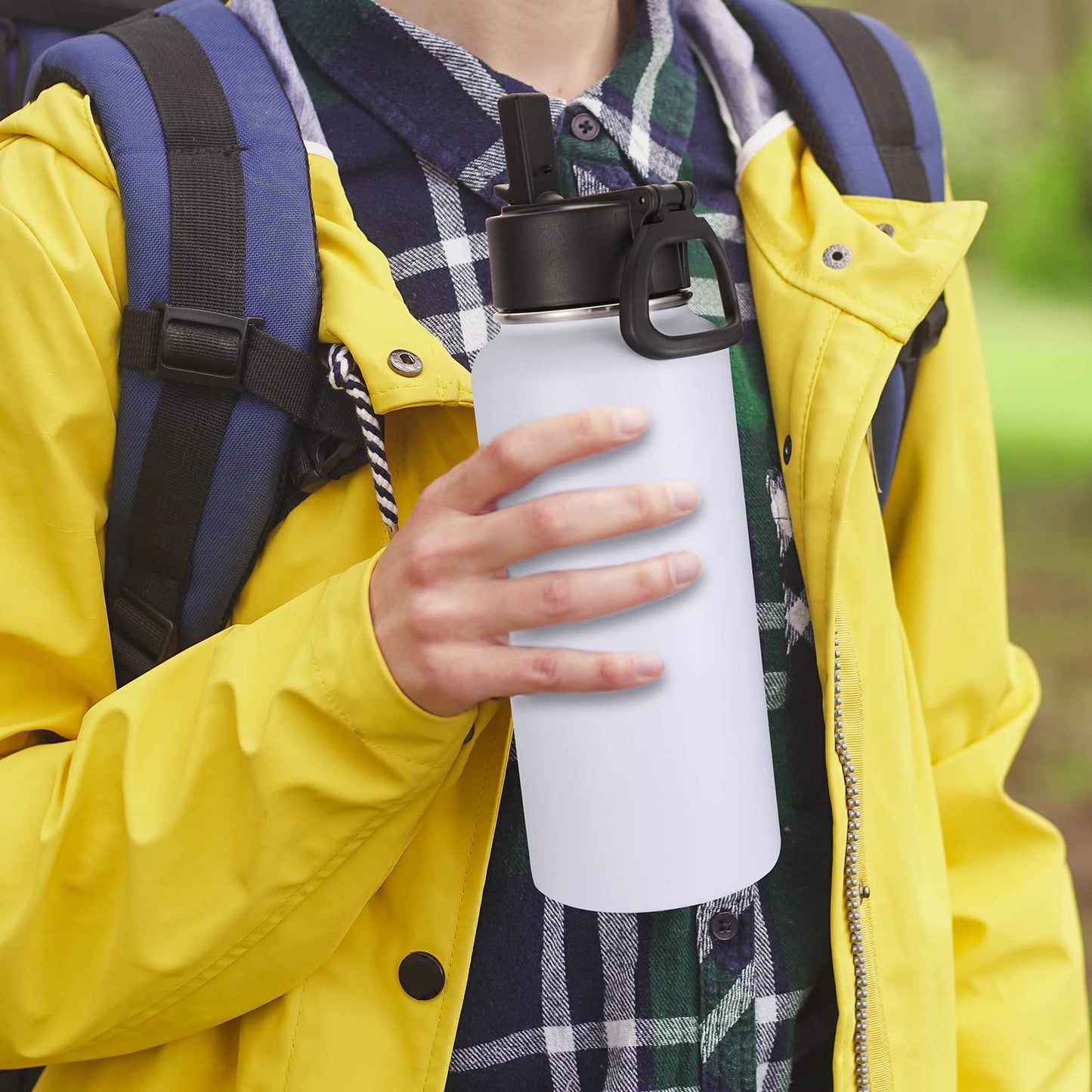 Volhoply 32oz Insulated Water Bottles Bulk 8 Pack with Straw Lid & Spout Lid,Stainless Steel Sports Water Bottle,Double Wall Vacuum Thermos,Leakproof Wide Mouth Metal Flask for Hiking,Camping(White,8)