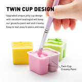 HIMI Twin Cup Jelly Gouache Paint Set with 3 Paint Brushes, 48 Colors 12g, Jelly Cup Design, Non Toxic Paint for Canvas and Paper, Art Supplies for Professionals (Peach Fuzz) HIMI