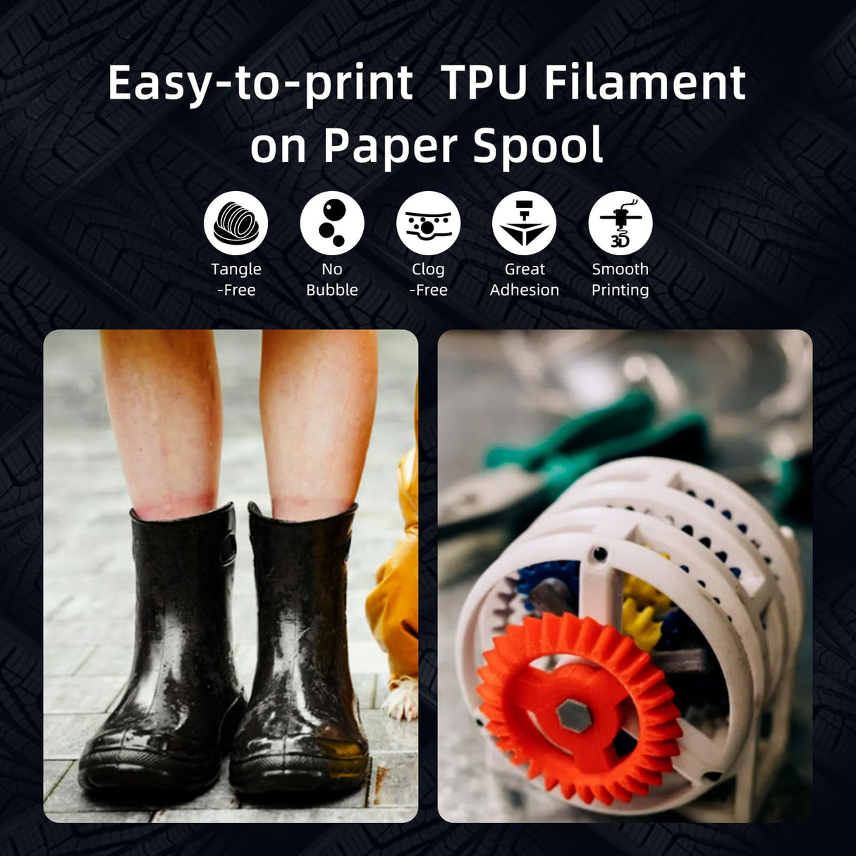 Geeetech TPU Filament 1.75mm, 500g (1.1lbs) Spool – 95A Flexible 3D Filament with High Elasticity, Dimensional Accuracy ±0.02mm, Fits Most FDM Printers, Black Geeetech