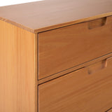 Walker Edison Sloane 3-Drawer Groove Handle Solid Pine Wood Dresser, 36 Inch, Caramel Walker Edison