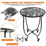 Outdoor Side Table for Small Spaces, Versatile 14 Inch Round Metal End Table for Patio Balcony Yard Porch Garden Bedside, Anti-Rust and Waterproof Accent Table for Indoor Outdoor Use, Easy Assembly Plant Castle