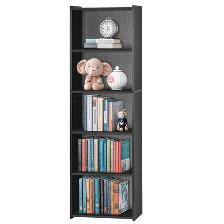 ZENY 5-Tier Shelf Bookcase, Freestanding Wood Storage Display Open Bookshelf for Home Office (Black) ZENY
