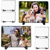Keepwaters Sublimation Slate Blanks, Sublimate Slates With Display Holder, 6 Pack Square Sublimation Plaque, Heat Thermal Memorial Slates Rock Stone Photo Frame For Desktop Souvenir DIY Picture Keepwaters