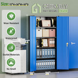 Greenvelly Metal Garage Storage Cabinet,72" Steel Locking Garage Storage Cabinet with Doors and Shelves,Metal Office Storage Cabinet for Home,School,Garage(Black Blue 36" W x18 D) Greenvelly