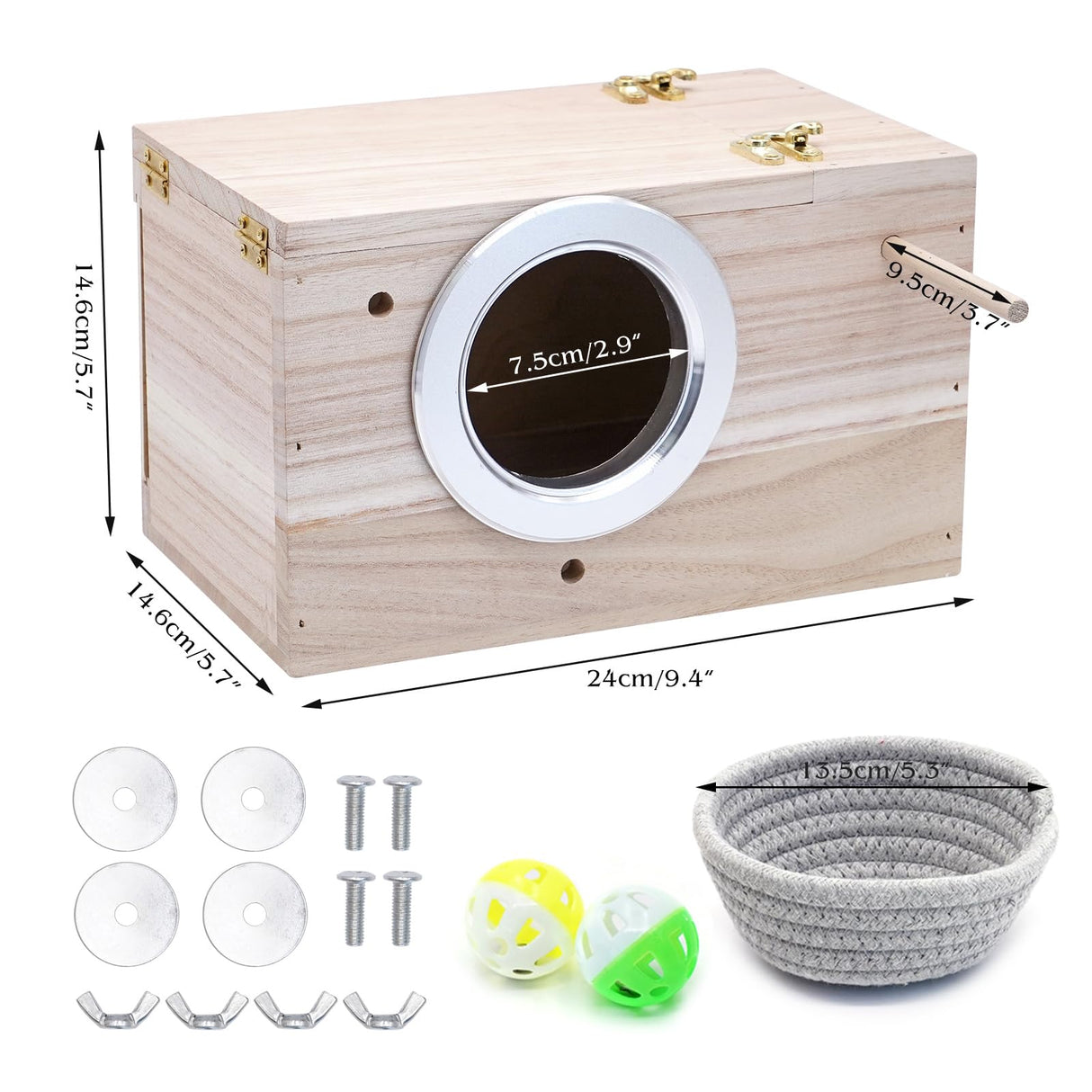KHEARPSL Parakeet Nesting Box Transparent Bird Budgie Breeding Box Bird Nest Cage House for Lovebirds Cockatiels Parrots Budgie Finch Canary (Medium) KHEARPSL
