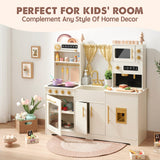 Tiny Land Play Kitchen for Kids, Toy Kitchen Set with Plenty of Play Features, New Modern Kids Wooden Play Kitchen Designed in Trendy Home Style with Curtains, Gift for Ages 3+ Tiny Land