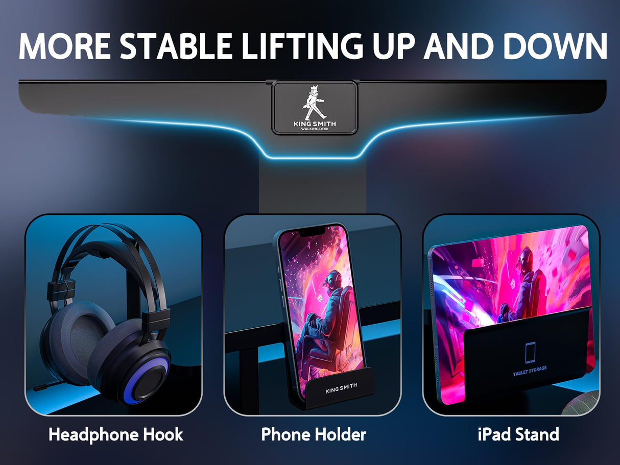 WALKINGDESK 48x24 Inches Electric Standing Desk with Drawer and Monitor Stand, Height Adjustable Stand up Desk for Home Office, Ergonomic Sit to Stand Desk with Phone Holder, 3 Hooks, Black WALKINGDESK