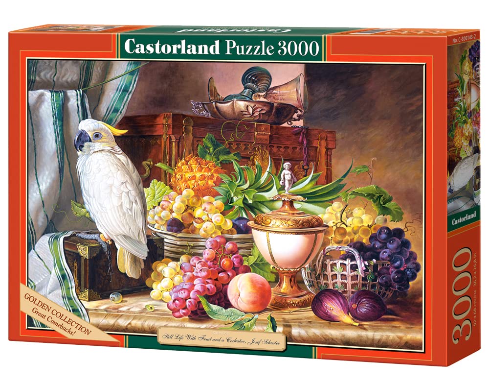 CASTORLAND 3000 Piece Jigsaw Puzzle, Still Life with Fruit and a Cockatoo, Josef Schuster, Adult Puzzle, Castorland C-300143-2 Castorland