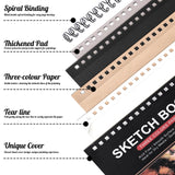 Drawing Sketchbook Kit, A5 Sketch Book with 36 Color Pencils, Three Color Black Sketch Pad, Acid-Free Sketch Pad for Kids, Artist, Art Paper Drawing Supplies for Gifts (5.8×8.3 inch) Prudiut