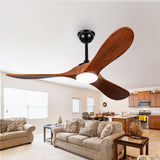 Ceversa 52 Inch Propeller Ceiling Fans with Lights and Remote,3 Blades Wood Rustic Ceiling Fans,Quiet Noiseless DC Motor,Outdoor Modern Ceiing Fans for Farmhouse,Living Room,Bedroom,Indoor,Walnut Ceversa