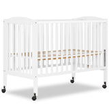 Dream On Me Full Size 2-in-1 Folding Stationary Side Crib In White, Locking Wheels, Folds Flat For Storage, Comes with Teething Guard, Non-Toxic Finish Dream On Me