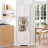 CHUWELL Corner Cabinet, 67'' Tall Corner Storage Cabinet with 4 Barn Doors and Adjustable Shelves for Living Room, Kitchen, Bathroom, Laundry Room, White CHUWELL