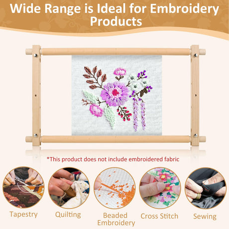 Needlepoint Embroidery Tapestry Scroll Frame, Cross Stitch Frame, Wood Needlework Frame, Quilting Hoop Stand, Needlepoint Frames for Stitching, Needlepoint Holder for Sewing Projects Craft 21.5" x 12" Tzgsonp