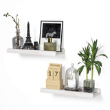 Love-KANKEI Floating Shelves Wall Mounted Set of 2, 17 Inch Rustic Wood Wall Shelves for Storage, Bedroom Living Room Bathroom Kitchen Office and More White Love-KANKEI