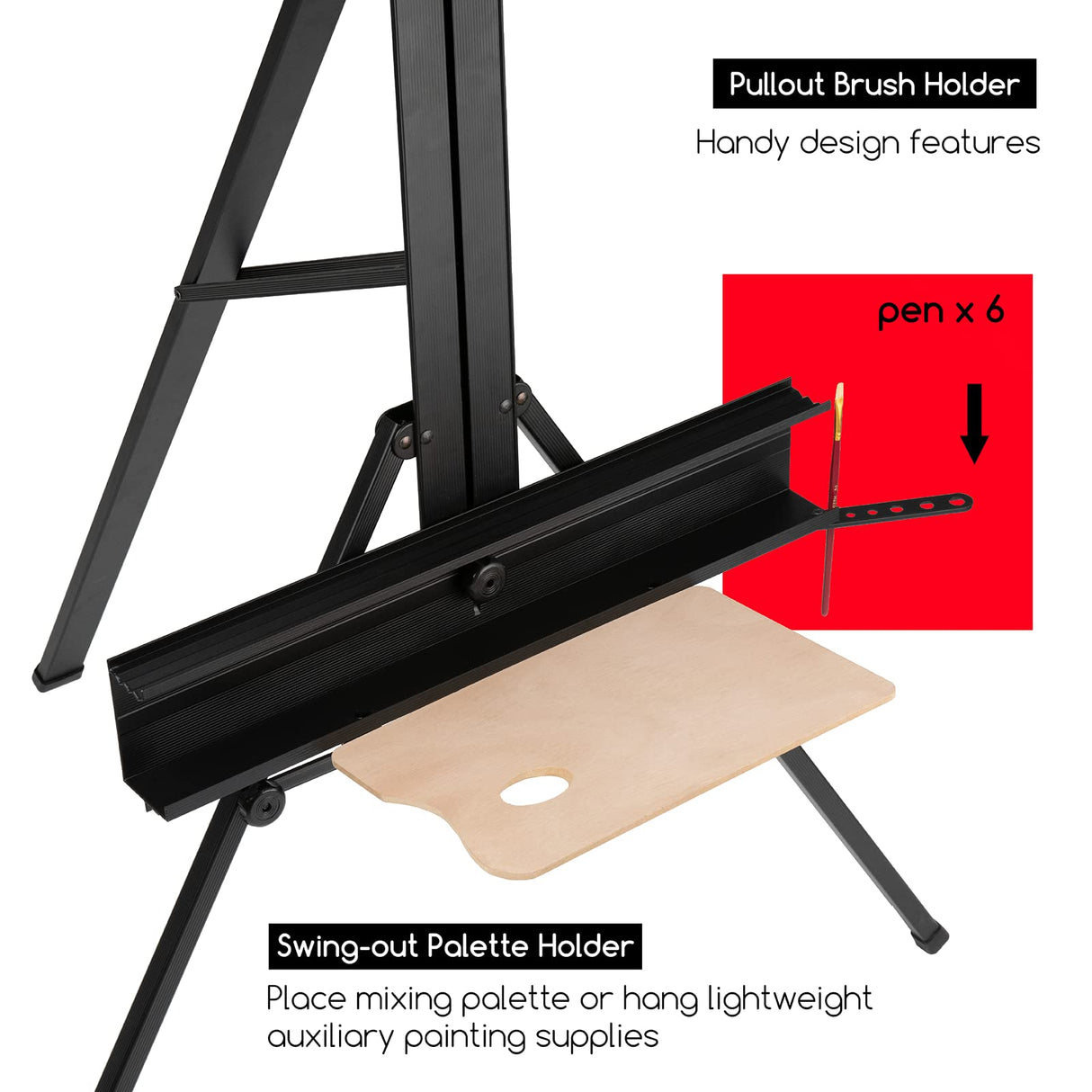 MEEDEN Art Easel Stand for Painting & Display, Premium Aluminum Painting Easel, Portable Paint Easel for Canvas Painting, Floor Easel with Swing-Out Palette Holder & Brush Rest, Hold Canvas Up to 34" MEEDEN