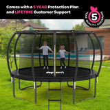 Trampoline for Kids and Adults - 8Ft 10Ft 12Ft 14FT Trampoline with Net - with Bonus Sprinkler and LED Lights/ASTM Certified/Extra Sturdy Recreational Outdoor Trampolines JOYBERRI