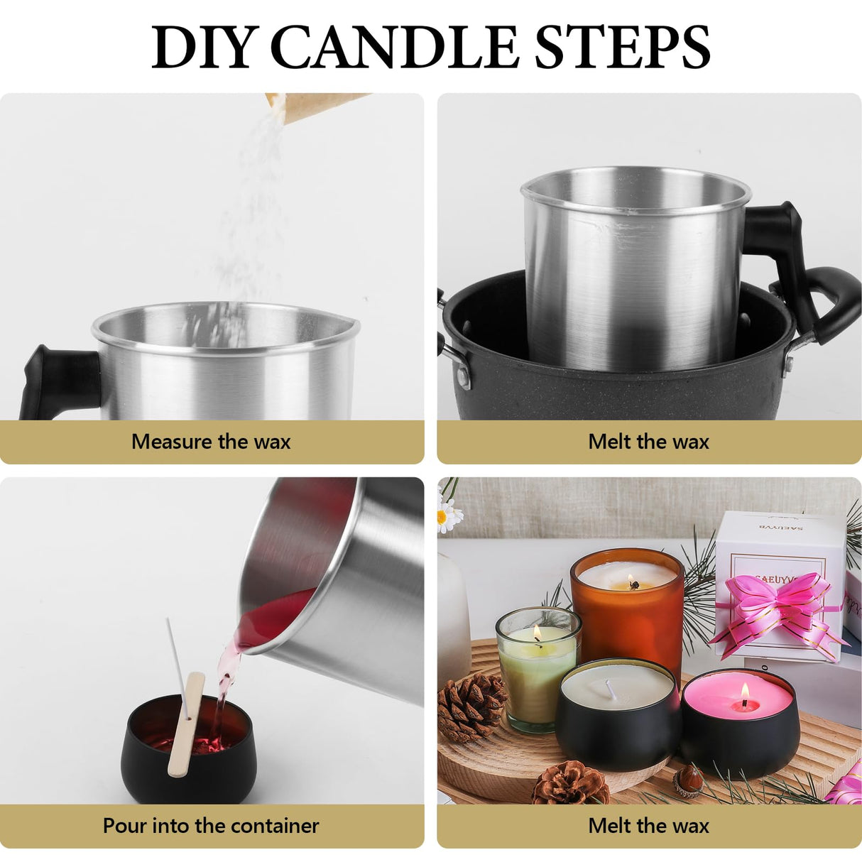 SACATR 5LB Soy Wax for Candle Making, 100% Soy Wax - Natural Candle Wax- No additives and Pure, Premium Quality Candle Wax for Candle Making SACATR