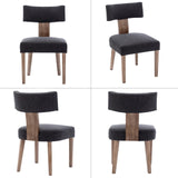 HNY Mid Century Modern Dining Chairs Set of 6, Farmhouse Linen Upholstered Accent Chairs Curved Backrest Kitchen Chairs, with Hardwood Frame, Charcoal HNY