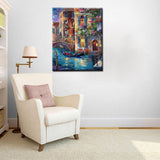 Venice Gondola Landscape Paint by Numbers Kits 16x20 inch Canvas Graffitic Building with Flowers DIY Oil Painting for Adults Beginner, 16''x20' inch Boat Paintwork with Brushes Office Decor(DIY Frame) Tucocoo