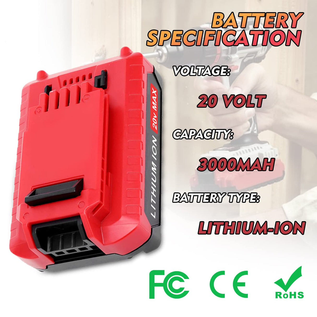 Fhybat 2 Packs 3.0Ah 20 Volt PCC680LP PCC682L Battery Compatible with Porter Cable 20V Battery Lithium PCC680L PCC681L PCC685L PCC685LP Fhybat