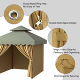 PLULON Gazebo Curtains Outdoor Waterproof, 10' x 10' Universal Replacement Privacy Curtains 4-Panels Curtain Side Wall with Zipper for Patio Yard Garden (Curtain Only) PLULON