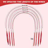 Looen 57 pcs Aluminum Circular Knitting Needles Set with Ergonomic Handles,13 Size Interchangeable Crochet Needles with Storage Case for Small Project (Style 1 New Red) LOOEN