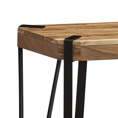 Alaterre Furniture Ryegate Natural Solid Wood with Metal End Table, Live Edge - WoodArtSupply