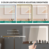 YITAHOME Vanity Desk with Large 35" Mirror and LED Lights, Makeup Vanity Set with 4 Drawers and Stool, Ample Storage & Power Strip, Brightness Adjustable, Dressing Table, Milk White YITAHOME