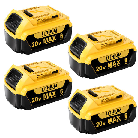 BEKBEKWAY 6.0Ah Replacement for Dewalt 20V Max Battery Compatible with Dewalt 20v Battery Lithium-ion Battery DCB200 DCB205 DCB207 DCB204 DCB201 DCB200 Series Power Tools 4Packs (Yellow) BEKBEKWAY