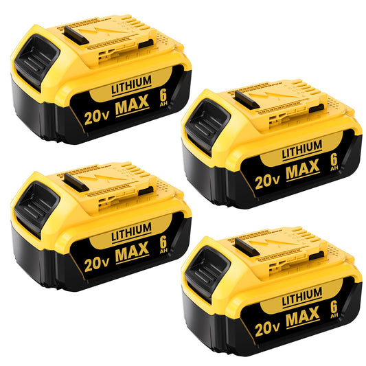 BEKBEKWAY 6.0Ah Replacement for Dewalt 20V Max Battery Compatible with Dewalt 20v Battery Lithium-ion Battery DCB200 DCB205 DCB207 DCB204 DCB201 DCB200 Series Power Tools 4Packs (Yellow) - WoodArtSupply