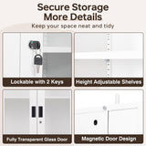 AFAIF 71" Curio Cabinet Glass Display Cabinet with 4 Adjustable Shelves, Tall Bookshelf Bookcase with Glass Doors, Lockable Metal Storage Cabinet Modern Liquor Cabinet for Home Pantry Kitchen AFAIF