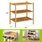 BMOSU 3-Tier Bamboo Small Shoe Rack Premium Stackable Shoe Shelf Storage Organizer for Hallway Closet Living Room Entryway Organizer(Natural) BMOSU