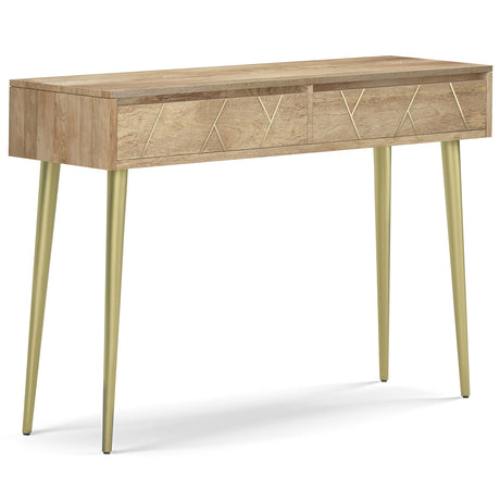 SIMPLIHOME Jager Solid Mango Wood and Metal 48 Inch Wide Contemporary and Mid Century Console Table in Natural, for The Living Room, Entryway and Bedroom SIMPLIHOME