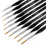 KIASON 10PC Miniature Paint Brush for Fine Detailing, Mini Small Painting Brushes Set for Art, Crafts, Acrylic, Watercolor, Oil, Model, Face, Warhammer 40k & Paint by Number, Citadel, Figurine (Black) KIASON