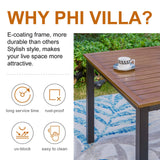 PHI VILLA 64" Rectangle Outdoor Dining Table, Patio Furniture Wood-Like Tabletop with Umbrella Hole for Patio Lawn Backyard Garden, Brown PHI VILLA