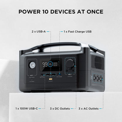 EF ECOFLOW RIVER 288Wh Portable Power Station,3 x 600W(Peak 1200W) AC Outlets & LED Flashlight, Fast Charging Silent Solar Generator (Solar Panel Optional) for Emergencies Home Outdoor Campin - WoodArtSupply