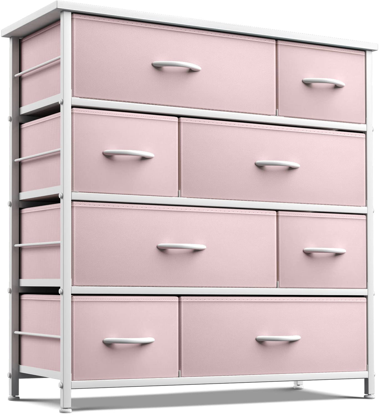 Sorbus Dresser with 8 Drawers - Furniture Storage Chest for Kid’s, Teens, Bedroom, Nursery, Playroom, Clothes, Toys - Steel Frame, Wood Top, Fabric Bins (Pink) Sorbus
