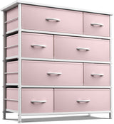Sorbus Dresser with 8 Drawers - Furniture Storage Chest for Kid’s, Teens, Bedroom, Nursery, Playroom, Clothes, Toys - Steel Frame, Wood Top, Fabric Bins (Pink) Sorbus