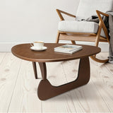 Mid Century Modern Solid Wooden Coffee Table,Small UniqueTriangle Wood Center Tables, Sturdy TeaTable Suitable for Living Room Bedroom Balcony Patio Walnut Iuturna