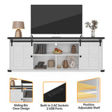 GarveeHome 70 in Farmhouse TV Stand for 75 in TVs, Modern Entertainment Center with Sliding Barn Doors, Modern Media TV Console Table, Wood Long TV Stand for Living Room GarveeHome