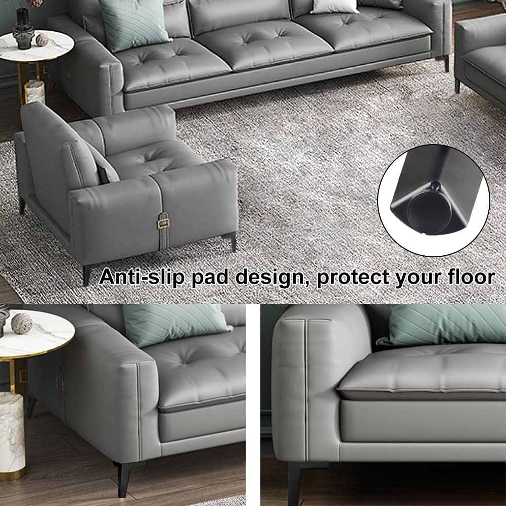 GOSCHE 4 Inch Metal Furniture Legs Black, Legs for Furniture Set of 4, Modern Style Replacement Couch Legs for Dresser Chair Bed Cabinet Table Ottoman Cupboard DIY Replacement Sofa Feet GOSCHE