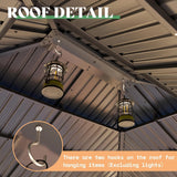 AMERLIFE 13x15 Spruce Wood Gazebo, Hardtop Gazebo with Double Iron Roof & Storage bar, Outdoor Paviloin with Wood Frame for Patio, Parties, Garage, Lawns AMERLIFE