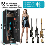 HEANVO 10-12 Gun Safe for Rifles and Pistols, Rifle Safes for Home, Digital Locking Gun Cabinet, Shotgun Safe with Dual Alarm System, Large Rifle Cabinet with Removable Shelf HEANVO
